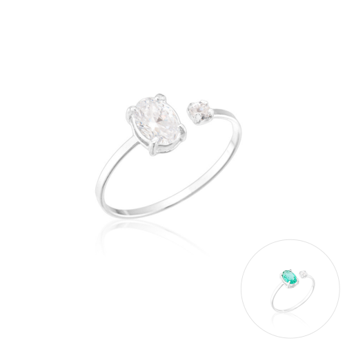 Anel Regulável em Prata 925 Pedras