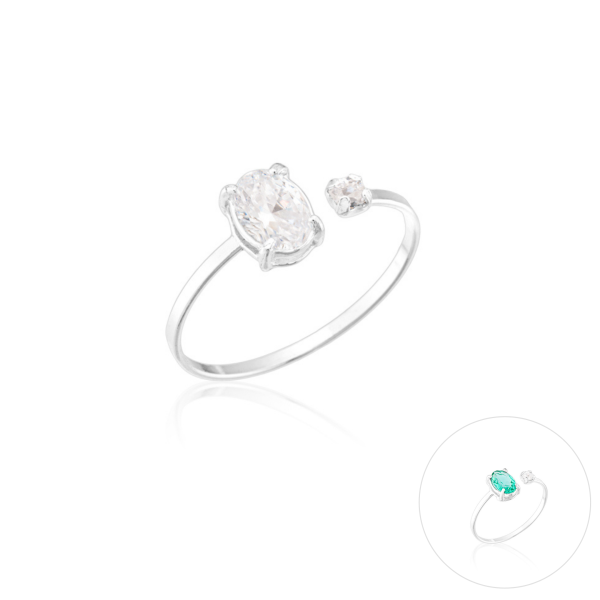 Anel Regulável em Prata 925 Pedras