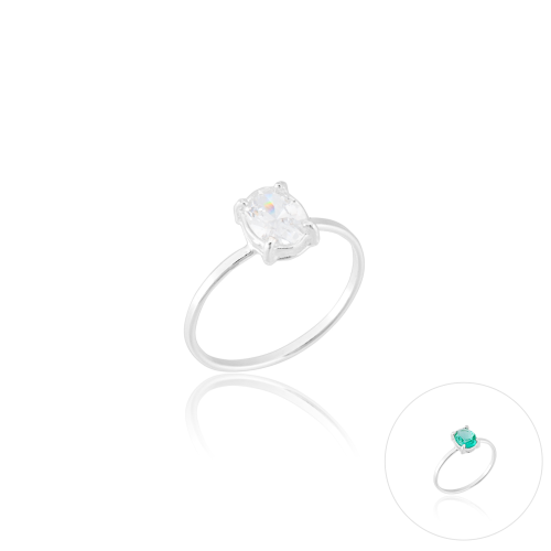 Anel em Prata 925 Pedra Oval