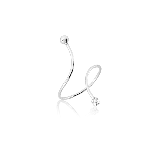 Anel Regulável em Prata 925 Bolinha Ponto de Luz 