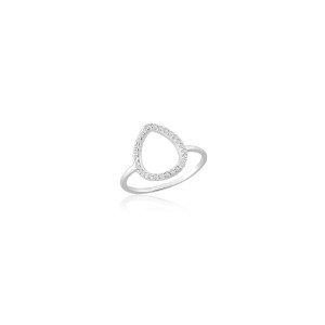 Anel em Prata 925 Gota Vazada Zircônia Cristal