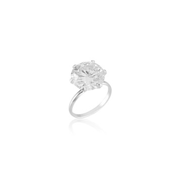 Anel em Prata 925 Solitário Moissanite 12 mm Anel em Prata 925 Solitário Moissanite 12 mm