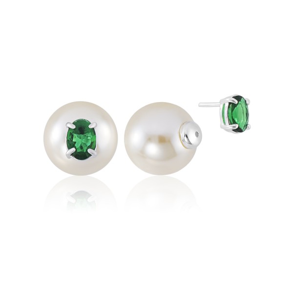 Brinco em Prata 925 Duo Pedra Oval