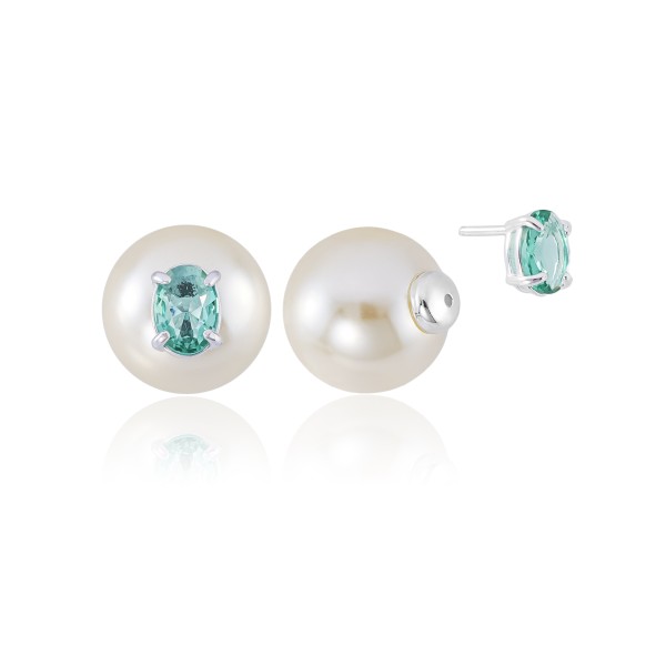 Brinco em Prata 925 Duo Pedra Oval