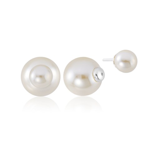 Brinco em Prata 925 Duo Pérolas