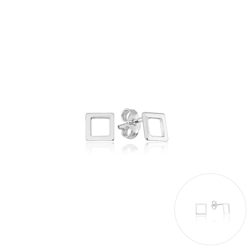 Brinco em Prata 925 Quadrado Vazado