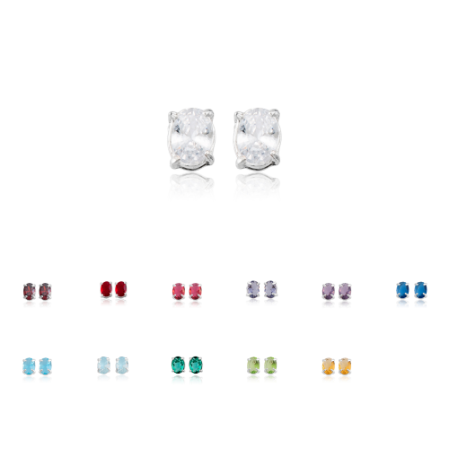 Brinco em Prata 925 Pedra Oval