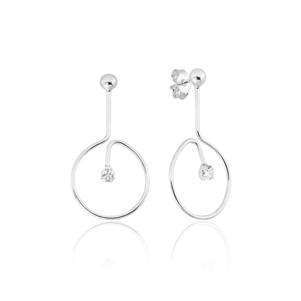 Brinco em Prata 925 Minimalista Cristal