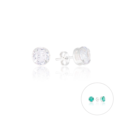 Brinco em Prata 925 Ponto de Luz Redondo G