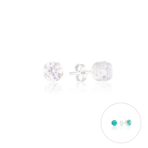 Brinco em Prata 925 Ponto de Luz Redondo M