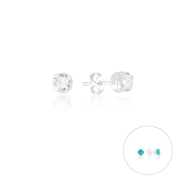 Brinco em Prata 925 Ponto de Luz Redondo P