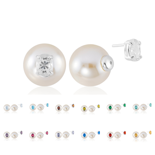 Brinco em Prata 925 Duo Pedra Oval