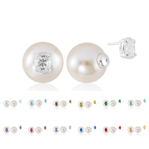 Brinco em Prata 925 Duo Pedra Oval