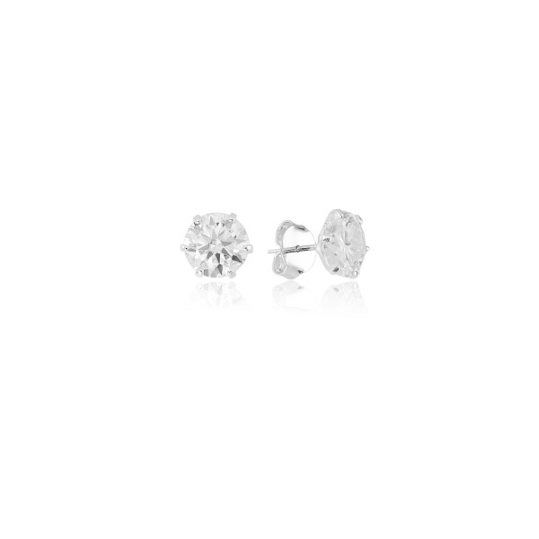 Brinco em Prata 925 Ponto de Luz Moissanite 10 mm Brinco em Prata 925 Ponto de Luz Moissanite 10 mm