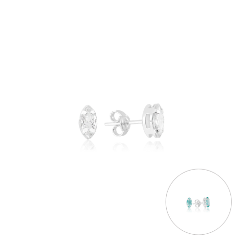 Brinco em Prata 925 Pedra Navete