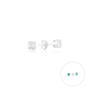 Brinco em Prata 925 Pedra Quadrada P