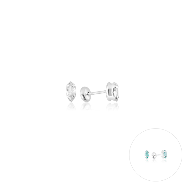 Brinco Baby Press em Prata 925 Pedra Navete