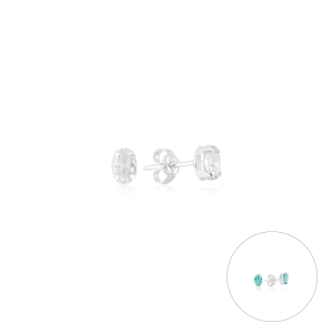 Brinco em Prata 925 Pedra Oval P