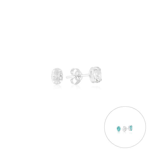 Brinco em Prata 925 Pedra Oval P