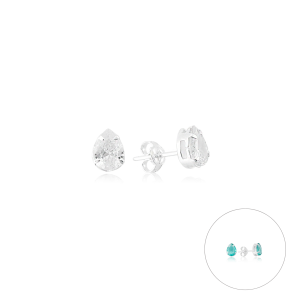 Brinco em Prata 925 Pedra Gota