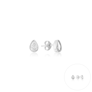 Brinco em Prata 925 Gota Zircônia Cristal