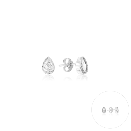 Brinco em Prata 925 Gota Zircônia Cristal