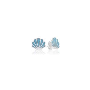 Brinco em Prata 925 Concha do Mar Azul