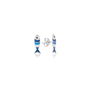 Brinco em Prata 925 Peixe Azul Degradê