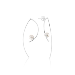 Brinco em Prata 925 Curvo com Pérola