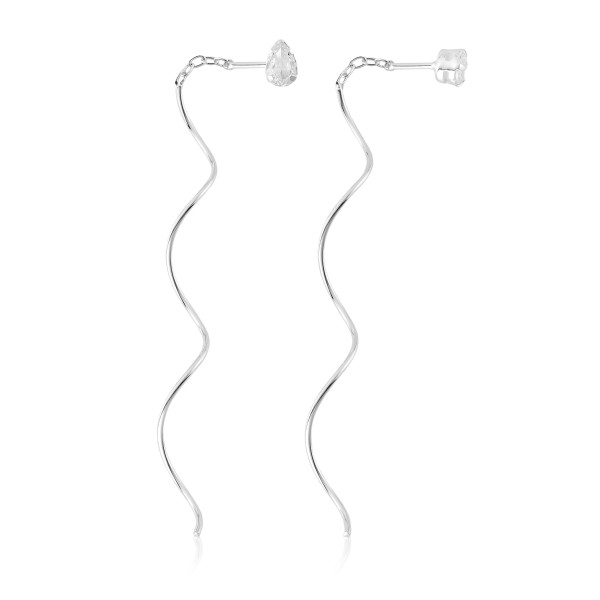 Brinco em Prata 925 Pendente com Zircônia Gota