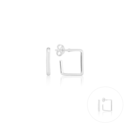 Argola em Prata 925 Quadrada Lisa 