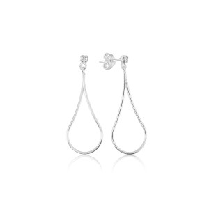 Brinco em Prata 925 Gota Vazada com Ponto de luz