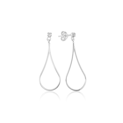 Brinco em Prata 925 Gota Vazada com Ponto de luz