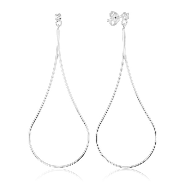 Brinco em Prata 925 Pendente Gota com Ponto de Luz