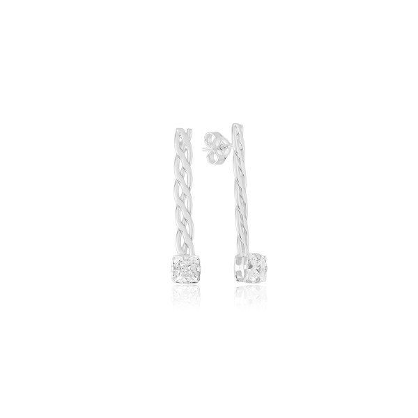 Brinco em Prata 925 Texturizado e Ponto de Luz