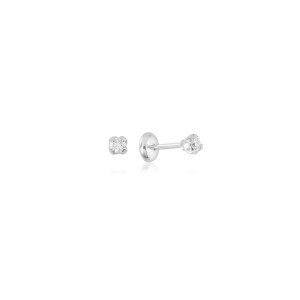 Brinco Baby Press em Prata 925 Ponto de Luz Moissanite