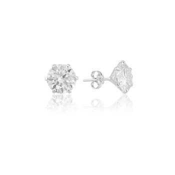 Brinco em Prata 925 Ponto de Luz Moissanite 10 mm Brinco em Prata 925 Ponto de Luz Moissanite 10 mm