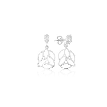 Brinco em Prata 925 Folhas com Navete Brinco em Prata 925 Folhas com Navete