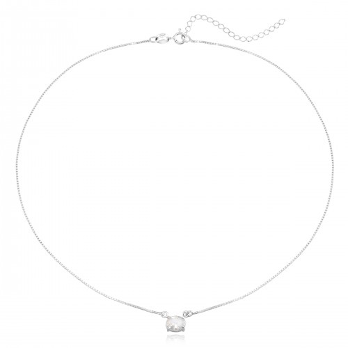 Choker em Prata 925 Pedra Oval