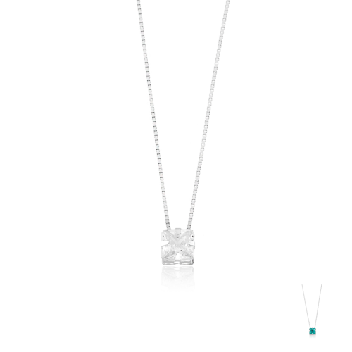 Gargantilha em Prata 925 Pedra Quadrada