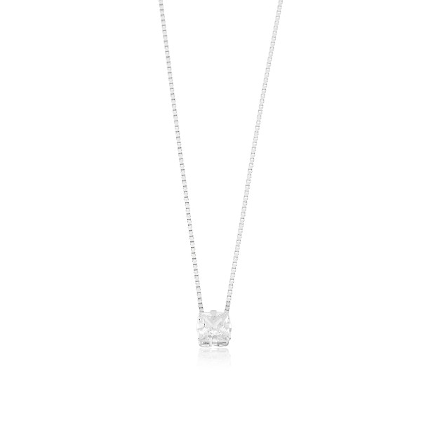 Gargantilha em Prata 925 Pedra Quadrada P