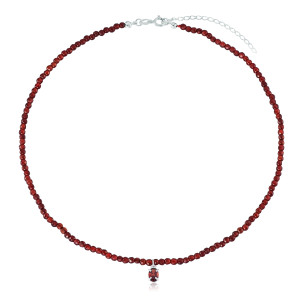 Gargantilha em Prata 925 Ágata de Fogo e Ponto de Luz Granada