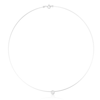 Gargantilha em Prata 925 Ponto de Luz Fio de Nylon