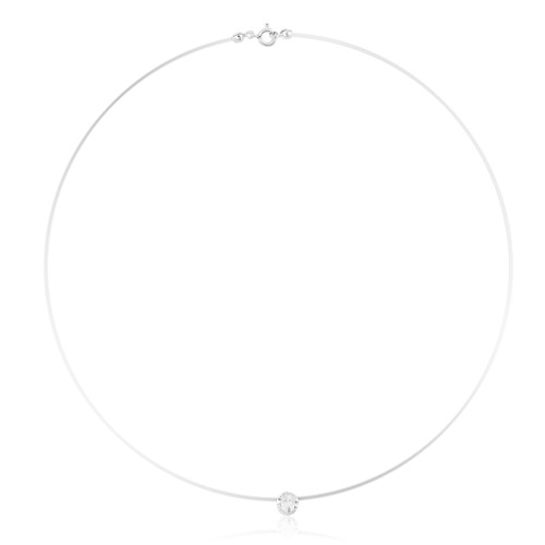 Gargantilha em Prata 925 Ponto de Luz Fio de Nylon