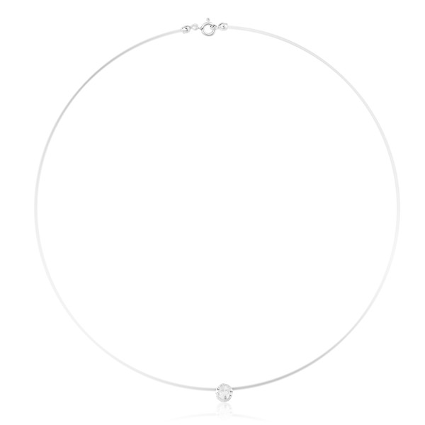 Gargantilha em Prata 925 Ponto de Luz Fio de Nylon
