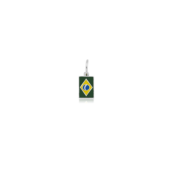 Pingente em Prata 925 Bandeira do Brasil Pingente em Prata 925 Bandeira do Brasil