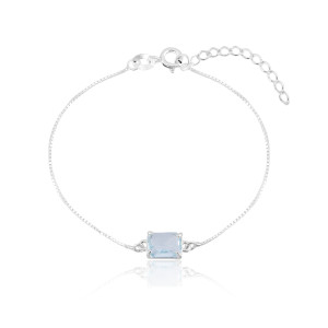 Pulseira em Prata 925 Pedra Retangular 