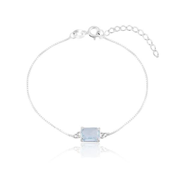 Pulseira em Prata 925 Pedra Retangular 