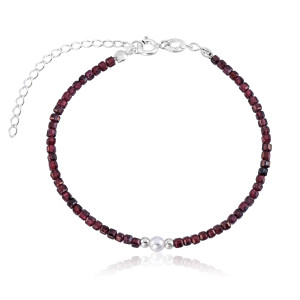 Pulseira em Prata 925 Granada Pérola