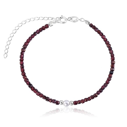 Pulseira em Prata 925 Granada Pérola